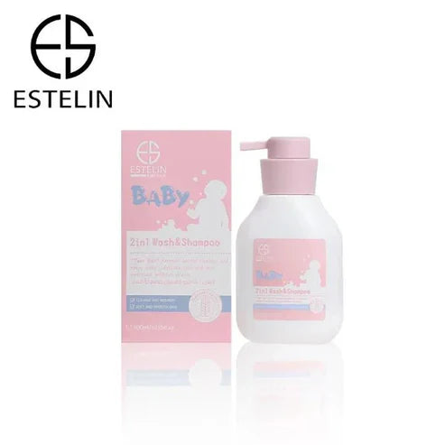 Gentle 2-in-1 baby wash and shampoo from My Store, original formula, showing a clear bottle with baby-friendly packaging