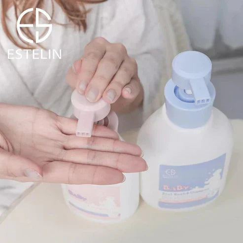 Gentle 2-in-1 baby wash and shampoo from My Store, original formula, showing a clear bottle with baby-friendly packaging