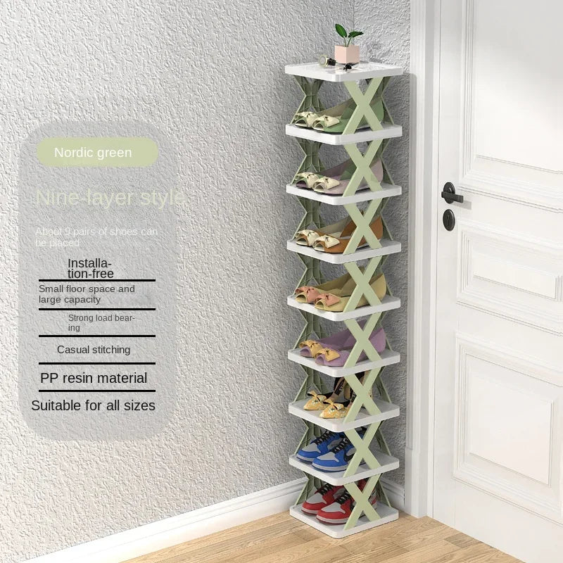 X-shaped shoe rack by My Store, showcasing a modern, space-saving design with multiple tiers for organized footwear storage.