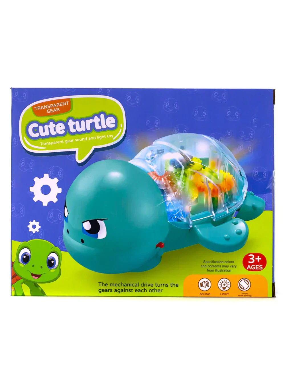 Cute plush turtle toy with green shell and smiling face, ideal for children and collectible plush animal enthusiasts.